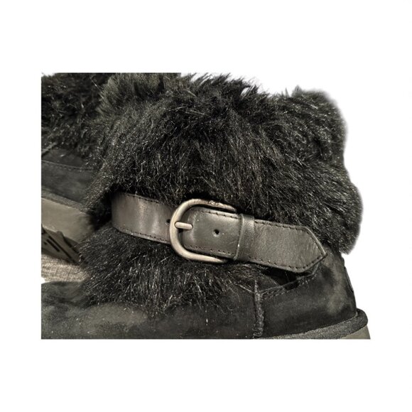 UGG Classic Buckle Mini Boots – Black – Faux Fur/Shearling Lined – Women’s US 10 - Picture 2 of 8
